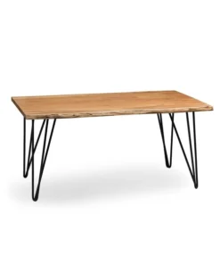 Alaterre Furniture Hairpin Natural Live Edge Wood with Metal 42" Coffee Table, Natural