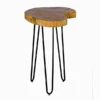 Alaterre Furniture Hairpin Natural Live Edge Wood with Metal 20" Round End Table, Natural