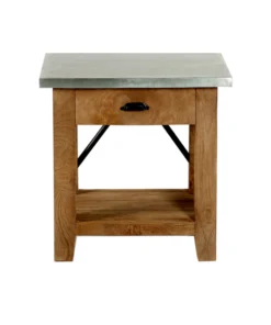 Alaterre Furniture Millwork 22" Wood and Zinc Metal End Table with Drawer