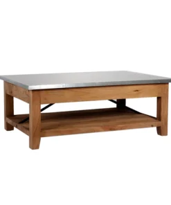 Alaterre Furniture Millwork 48" Wood and Zinc Metal Coffee Table with Shelf