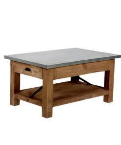 Alaterre Furniture Millwork 36" Wood and Zinc Metal Coffee Table with Shelf