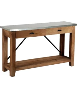 Alaterre Furniture Millwork 50" Wood and Zinc Metal Console/Media Table with Two Drawers