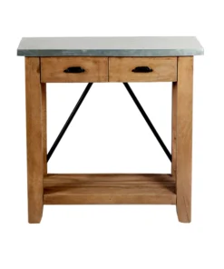 Alaterre Furniture Millwork 30" Wood and Zinc Metal Console/Media Table with Two Drawers