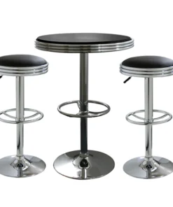 Amerihome Retro Black Soda Shop Bistro Set, 3 Piece Set