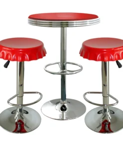 Amerihome Retro Red Soda Cap Bistro Set, 3 Piece Set