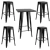 Amerihome Loft Glossy Black Metal Pub Set, 5 Piece Set
