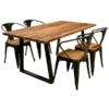 Amerihome Dining Table Set, 63" With Rosewood Top and Metal Legs, Seats 4