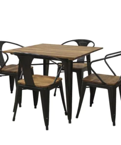Amerihome Dining Table Set, 36" With Rosewood Top and Metal Legs, Seats 4