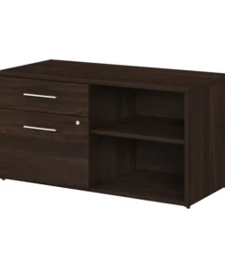 Bush Business Furniture Office 500 Low Storage Cabinet W/ Drawers and Shelves in Black Walnut