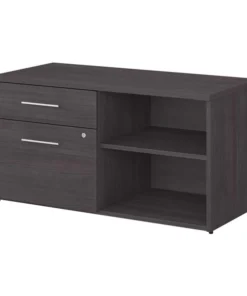 Bush Business Furniture Office 500 Low Storage Cabinet W/ Drawers and Shelves in Storm Gray