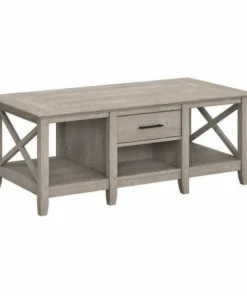 Bush Furniture Key West Coffee Table W/ Storage in Washed Gray