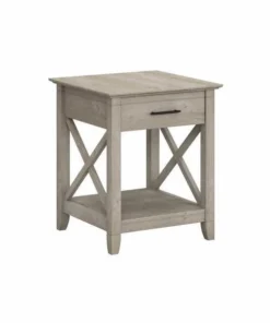 Bush Furniture Key West End Table W/ Storage in Washed Gray
