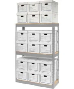 Global Equipment Record Storage Open With Boxes 42"WX15"DX60"H - Gray