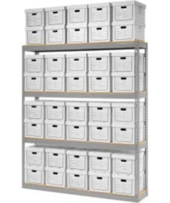 Global Equipment Record Storage Open With Boxes 72"W x 15"D x 84"H - Gray