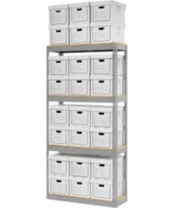 Global Equipment Record Storage Open With Boxes 42"W x 15"D x 84"H - Gray