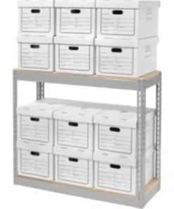 Global Equipment Record Storage With Boxes 42"W x 15"D x 36"H - Gray