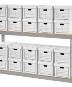 Global Equipment Record Storage With Boxes 72"W x 15"D x 36"H - Gray
