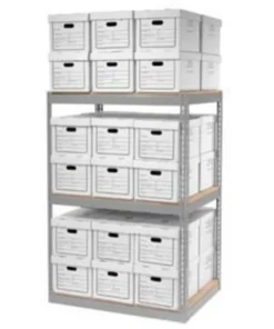 Global Equipment Record Storage Open With Boxes 42"WX30"DX60"H - Gray
