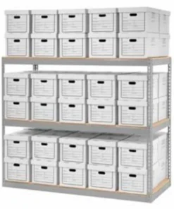 Global Equipment Record Storage Rack With Boxes 72"W x 30"D x 60"H - Gray