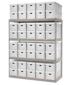 Global Equipment Record Storage Open With Boxes 72"W x 30"D x 84"H - Gray