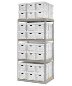 Global Equipment Record Storage Open With Boxes 42"W x 30"D x 84"H - Gray