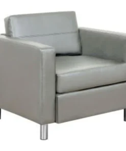 Global Equipment Interion Antimicrobial Upholstered Leather Club Chair, Gray