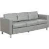Global Equipment Interion Antimicrobial Upholstered Leather Sofa, Gray