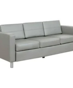 Global Equipment Interion Antimicrobial Upholstered Leather Sofa, Gray