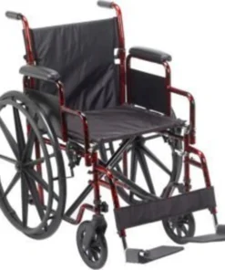 Drive Medical Rebel Wheelchair with Removable Desk Arms, Swing-away Footrests, 18" Seat, Red Frame