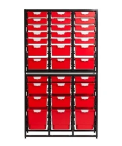 Storsystem High Capacity Trpl Column Wall Unit, Slim Line, 54 Module, Primary Red