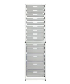 Storsystem High Capacity Sgl Column Wall Unit, Wide Line, 18 Module, Crystal Clear