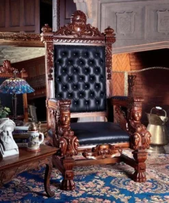 Design Toscano The Fitzjames Hand-Carved Solid Mahogany Throne Chair