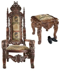 Design Toscano The Lord Raffles Throne and Ottoman Set