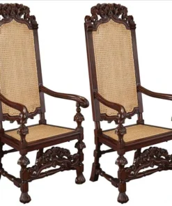 Design Toscano William and Mary Mahogany Armchair, PK 2