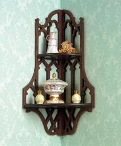 Design Toscano Canterbury Cathedral Gothic Wooden Corner Shelf