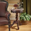 Design Toscano Chantret Marble-Topped Hardwood Pedestal Table