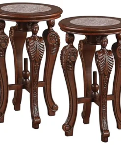 Design Toscano Four Caryatids Marble-Topped Hardwood Pedestal Table, PK 2