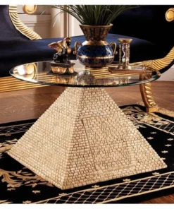 Design Toscano Great Egyptian Pyramid of Giza Sculptural Glass-Topped Table