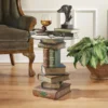 Design Toscano Stacked Volumes Sculptural Glass-Topped Book Table