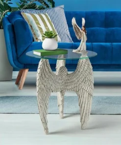 Design Toscano Angel Wings at Our Feet Glass-Topped Table