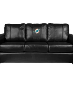Dreamseat Silver Sofa with Miami Dolphins Primary Logo