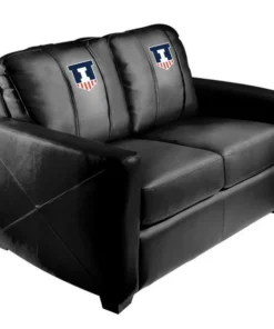 Dreamseat Silver Loveseat with Illinois Fighting Illini Logo