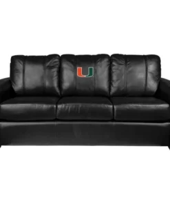 Dreamseat Silver Sofa with Miami Hurricanes Logo