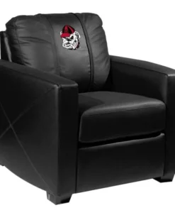 Dreamseat Silver Club Chair with Georgia Pinstripe Bulldog Head Logo Panel