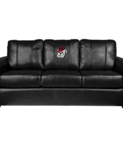 Dreamseat Silver Sofa with Georgia Pinstripe Bulldog Head Logo Panel