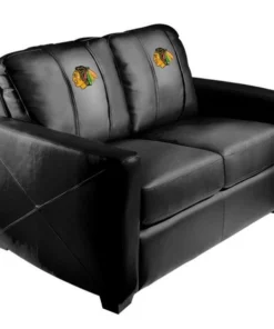Dreamseat Silver Loveseat with Chicago Blackhawks Logo