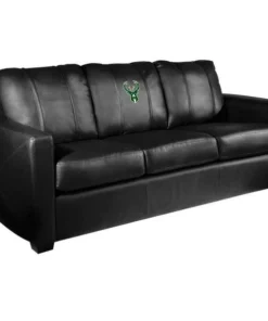 Dreamseat Silver Sofa with Milwaukee Bucks Logo