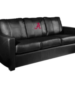 Dreamseat Silver Sofa with Alabama Crimson Tide Red A Logo
