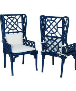 Elk Home Bamboo Chair, Navy, PK 2