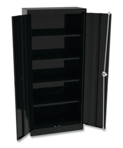 Alera Space Saver Storage Cabinet, 4 Fixed Shelves, 30w x 15d x 66h, Black
